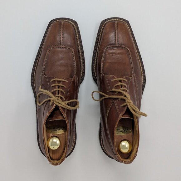 Canali Made in Italy Leather Derby Boots Brown Men’s Dress Shoes Sz 8.5 - Picture 2 of 7